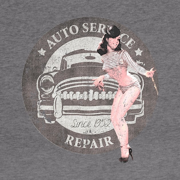 Vintage Auto Repair Shop Pinup by ClothedCircuit